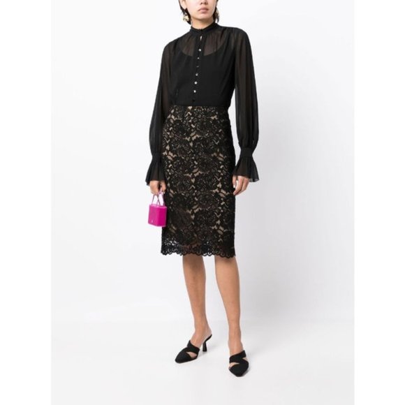 L'AGENCE Tops - L'Agence Balloon Long Sleeved Sheer Blouse Women's Black Size: XS NWOT